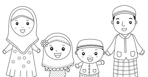 mewarnai keluarga besar  24 gambar kartun keluarga muslim 2 anak perempuan gambar kartun mu